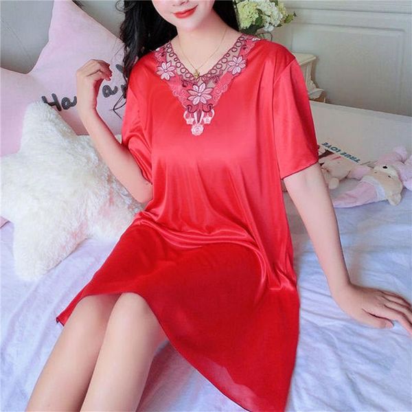 women's sleepwear women summer nightgown night dress thin strap plus size polyester cute dresses homewear short sleeve sleep, Black;red
women's sleepwear women summer nightgown night dress thin strap plus size polyester cute dresses homewear short sleeve sleep, Black;red