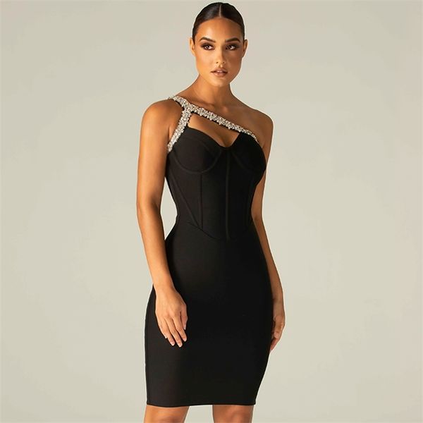 summer women one shoulder black crystal club bandage dress sleeveless mini celebrity runway party lady 210507, Black;gray
summer women one shoulder black crystal club bandage dress sleeveless mini celebrity runway party lady 210507, Black;gray