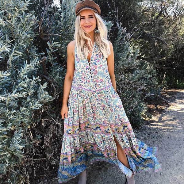 vintage inspired summer floral peacock print high splits buttons down sleeveless maxi women hippie boho, Black;gray
vintage inspired summer floral peacock print high splits buttons down sleeveless maxi women hippie boho, Black;gray