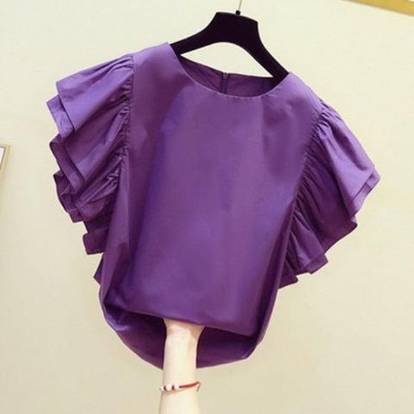 women's blouses & shirts purple women blouse summer design 2021 o-neck flare sleeved pleated slim elegant female pulls, White
women's blouses & shirts purple women blouse summer design 2021 o-neck flare sleeved pleated slim elegant female pulls, White