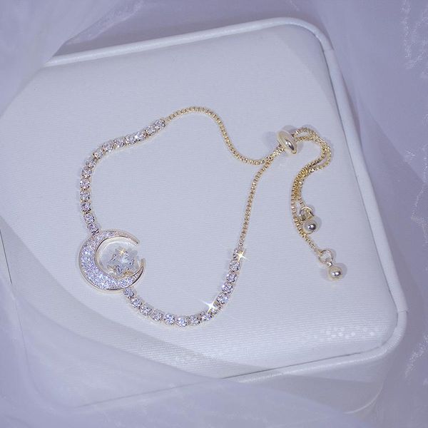 arrive elegant delicate zircon moon star bracelet bling micro inlaid zirconia feminia pulseras bangles anniversary gift link, chain, Black 
arrive elegant delicate zircon moon star bracelet bling micro inlaid zirconia feminia pulseras bangles anniversary gift link, chain, Black