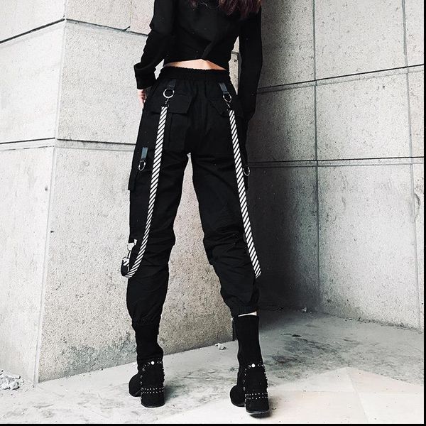 cargo bf loose casual hip womens capris hop sweatpant ribbons elastic drawstring pockets black trousers streetwear, Black;white
cargo bf loose casual hip womens capris hop sweatpant ribbons elastic drawstring pockets black trousers streetwear, Black;white