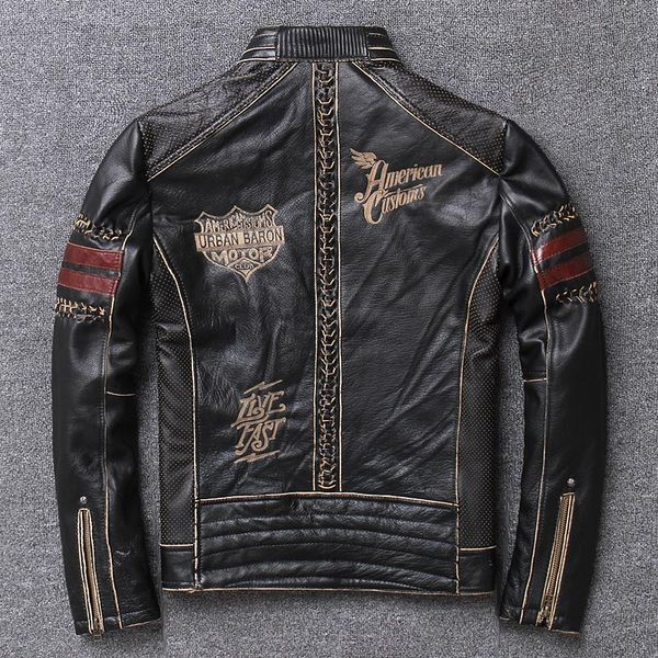 motorcycle biker genuine cowhide men's black slim leather jacket male vintage coat & faux
motorcycle biker genuine cowhide men's black slim leather jacket male vintage coat & faux