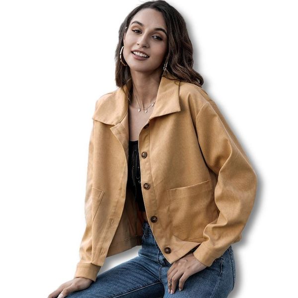 women's jackets khaki single breasted coats womens 2021 autumn solid turn-down collar casual women jacket ladies slim short, Black;brown
women's jackets khaki single breasted coats womens 2021 autumn solid turn-down collar casual women jacket ladies slim short, Black;brown