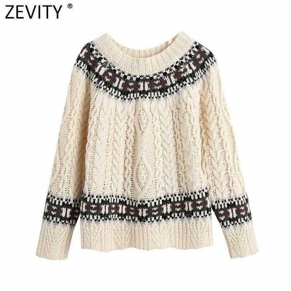 zevity women vintage round collar contrast color twist knitting sweater ladies long sleeve casual loose pullovers s526 210603, White;black
zevity women vintage round collar contrast color twist knitting sweater ladies long sleeve casual loose pullovers s526 210603, White;black