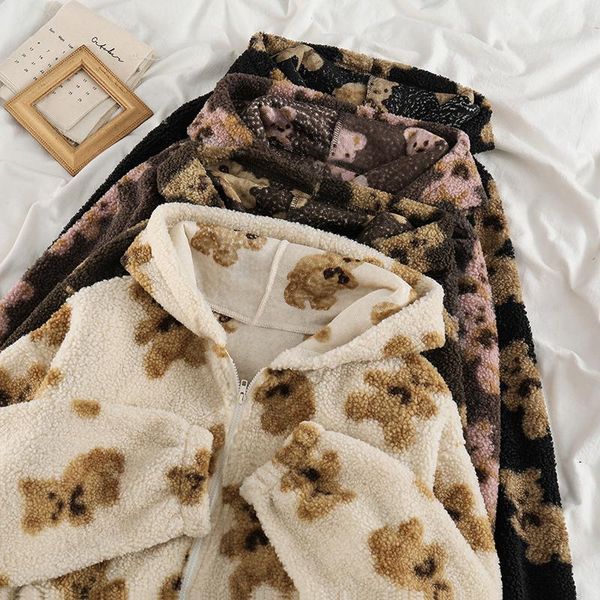 women's jackets cartoon bear lamb wool hooded jacket casual oversized winter streetwear kawaii y2k brown loose coats, Black;brown
women's jackets cartoon bear lamb wool hooded jacket casual oversized winter streetwear kawaii y2k brown loose coats, Black;brown