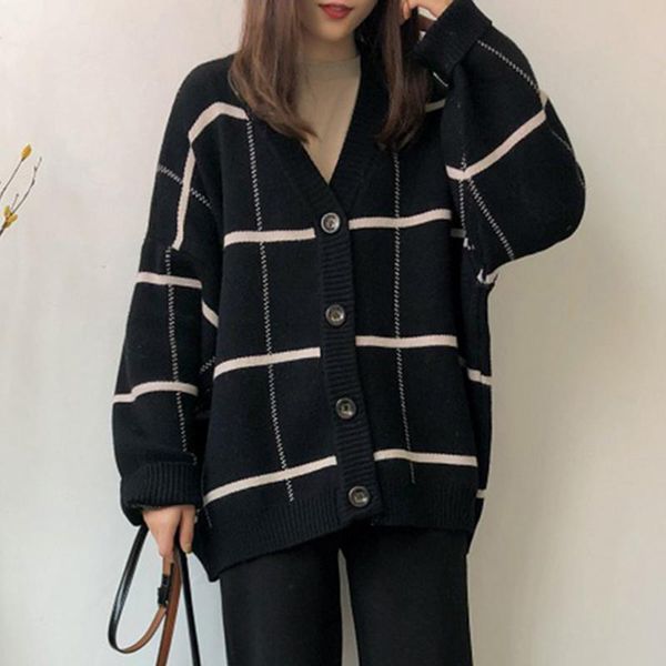 women's knits & tees plaid cardigan women knitted sweater vintage casual oversized female autumn single breasted loose knitwear pull, White
women's knits & tees plaid cardigan women knitted sweater vintage casual oversized female autumn single breasted loose knitwear pull, White