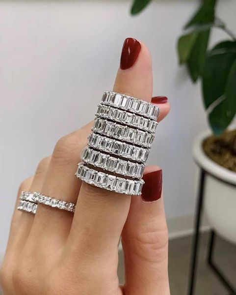 cluster rings luxury 925 sterling silver pave emerald cut diamond band ring wedding engagement cocktail z gemstone for women jewelry, Golden;silver
cluster rings luxury 925 sterling silver pave emerald cut diamond band ring wedding engagement cocktail z gemstone for women jewelry, Golden;silver