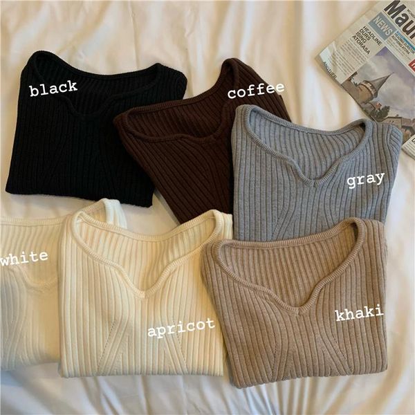 women's sweaters sweater short bottomed shirt, wearing a chic korean long sleeved in the of 2021 jum, White;black
women's sweaters sweater short bottomed shirt, wearing a chic korean long sleeved in the of 2021 jum, White;black