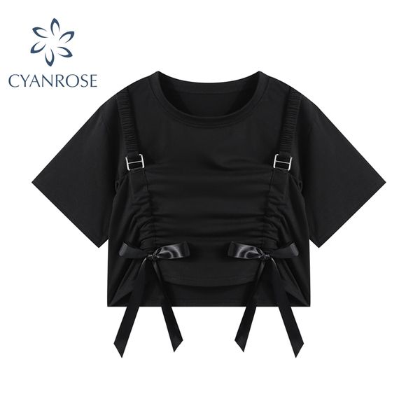 gothic black bow lace up straps chic crop for women's summer selling streetwear causal short sleeve t shirt female 210417, White
gothic black bow lace up straps chic crop for women's summer selling streetwear causal short sleeve t shirt female 210417, White
