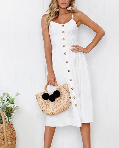 summer button designed women v-neck long dress sleeveless backless elegant luxury spaghetti straps casual outfits 210415, Black;gray
summer button designed women v-neck long dress sleeveless backless elegant luxury spaghetti straps casual outfits 210415, Black;gray