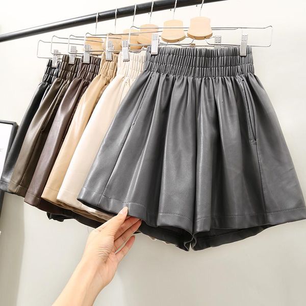 women's shorts high waist soft leather women loose wide leg autumn winter black bike fashion all-match casual c7710, White;black
women's shorts high waist soft leather women loose wide leg autumn winter black bike fashion all-match casual c7710, White;black