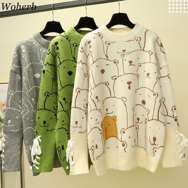 kawaii sweater women cartoon bear jacquard jumper chic korean funny pull femme autumn winter pullover loose new pull 210417, White;black
kawaii sweater women cartoon bear jacquard jumper chic korean funny pull femme autumn winter pullover loose new pull 210417, White;black