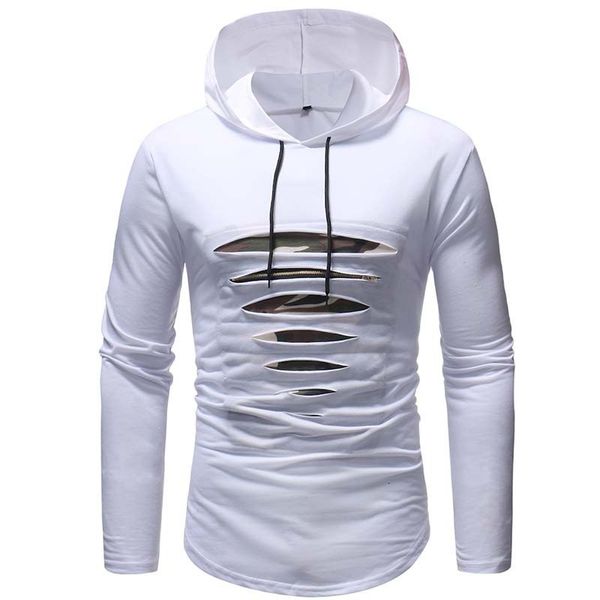men's t-shirts european and american ripped t-shirt zipper stitching hooded casual long-sleeved slim 7464 1ev8, White;black
men's t-shirts european and american ripped t-shirt zipper stitching hooded casual long-sleeved slim 7464 1ev8, White;black