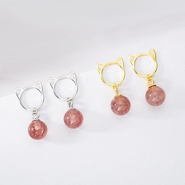 stud 925 sterling silver cat strawberry ear studs lovely pink crystal earrings female temperament all-match accessories z9434, Golden;silver
stud 925 sterling silver cat strawberry ear studs lovely pink crystal earrings female temperament all-match accessories z9434, Golden;silver