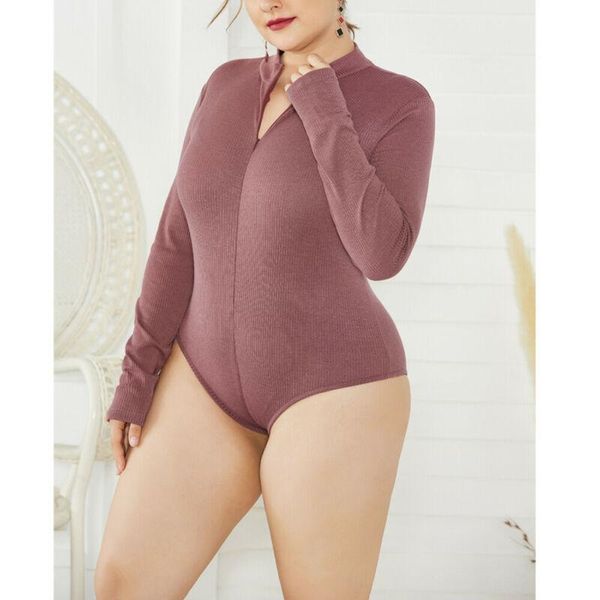 women's jumpsuits & rompers women plus size knit bodysuit long sleeve zipper slim jumpsuit stretchy leotard body solid playsuit, Black;white
women's jumpsuits & rompers women plus size knit bodysuit long sleeve zipper slim jumpsuit stretchy leotard body solid playsuit, Black;white
