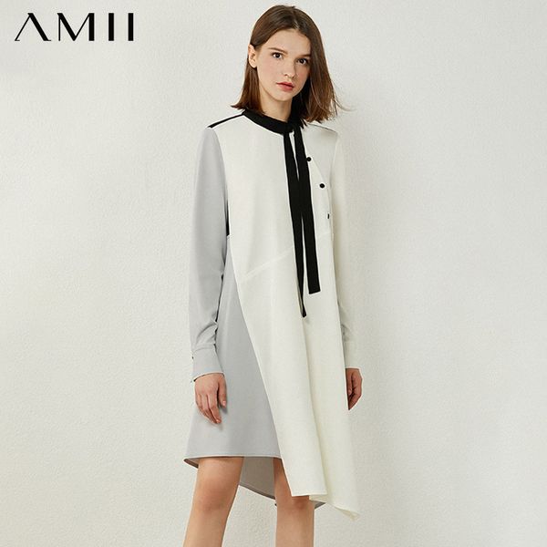 amii minimalism autumn womens dress fashion spliced bow neck loose aline dresses for women irregular hem female dress 12021231, Black;gray
amii minimalism autumn womens dress fashion spliced bow neck loose aline dresses for women irregular hem female dress 12021231, Black;gray
