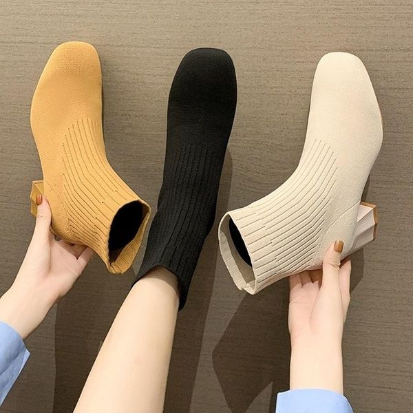 boots winter women's autumn short 2021 knitted thick heel single square elastic versatile net red thin, Black
boots winter women's autumn short 2021 knitted thick heel single square elastic versatile net red thin, Black