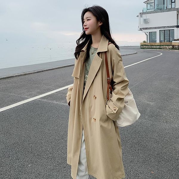 women's trench coats 2021 spring autumn womens korean fashion retro casual khaki solid long coat simple double-breasted adjustable wais, Tan;black
women's trench coats 2021 spring autumn womens korean fashion retro casual khaki solid long coat simple double-breasted adjustable wais, Tan;black