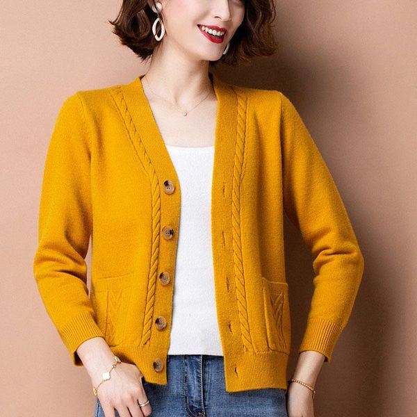 women's knits & tees autumn casual v-neck sweater single-breasted twisted office lady long sleeve double pockets slim cardigan women, White
women's knits & tees autumn casual v-neck sweater single-breasted twisted office lady long sleeve double pockets slim cardigan women, White