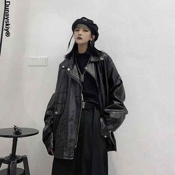 women's leather & faux japanese fashion women loose moto jacket chic streetwear long sleeve coat outerwear korean high street black top
women's leather & faux japanese fashion women loose moto jacket chic streetwear long sleeve coat outerwear korean high street black top