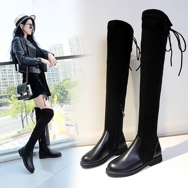 boots thigh high flock stovepipe lace-up winter plush shoes women over knee flat heel bottes femme patchwork long knight botines, Black
boots thigh high flock stovepipe lace-up winter plush shoes women over knee flat heel bottes femme patchwork long knight botines, Black