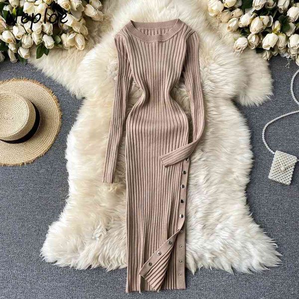 neploe autumn winter new o-neck chic button split dress elegant temperament knitted women dresses slim fit bodycon vestidos 210423, Black;gray
neploe autumn winter new o-neck chic button split dress elegant temperament knitted women dresses slim fit bodycon vestidos 210423, Black;gray