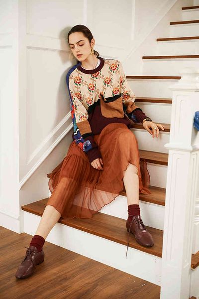 women pullover floral argyle back color strie autumn winter sweaters long sleeve knitted boho warm sweater, White;black
women pullover floral argyle back color strie autumn winter sweaters long sleeve knitted boho warm sweater, White;black