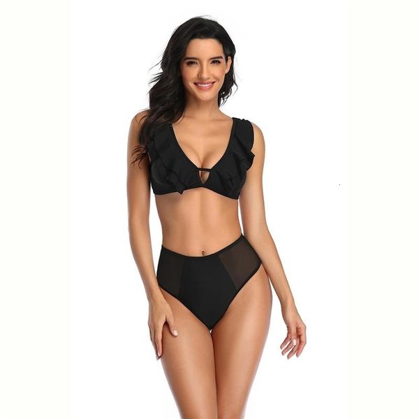 swimsuit european and american double flying mesh pure color bikini for women women's swimwear 65uj, White;black
swimsuit european and american double flying mesh pure color bikini for women women's swimwear 65uj, White;black