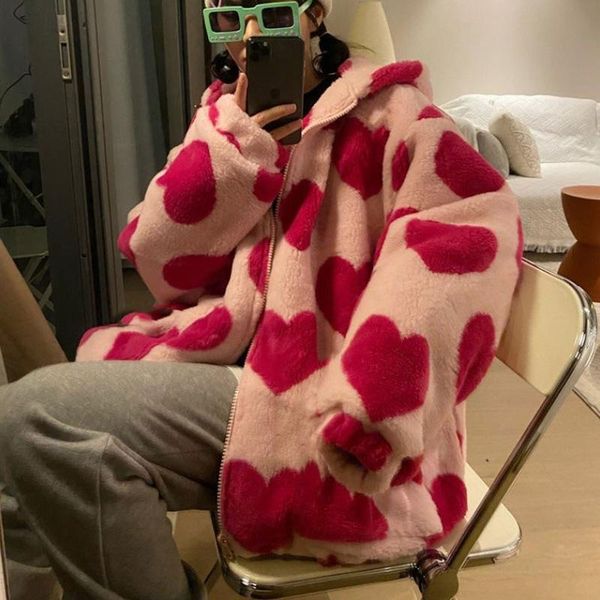 women's hoodies & sweatshirts 90s harajuku kawaii heart-shaped print plush jacket women winter korean long sleeve hooded coat thick war, Black
women's hoodies & sweatshirts 90s harajuku kawaii heart-shaped print plush jacket women winter korean long sleeve hooded coat thick war, Black