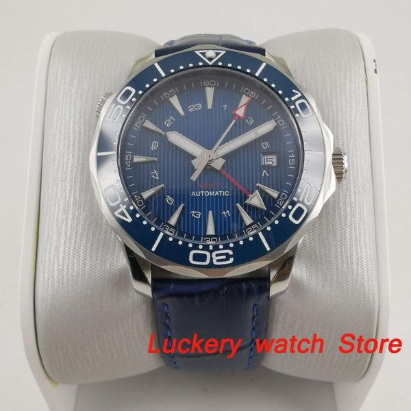 41mm no logo luxury watch blue dial luminous saphire glass;leather strap gmt automatic men's mechanical watches-ba190 wristwatches, Slivery;brown
41mm no logo luxury watch blue dial luminous saphire glass;leather strap gmt automatic men's mechanical watches-ba190 wristwatches, Slivery;brown