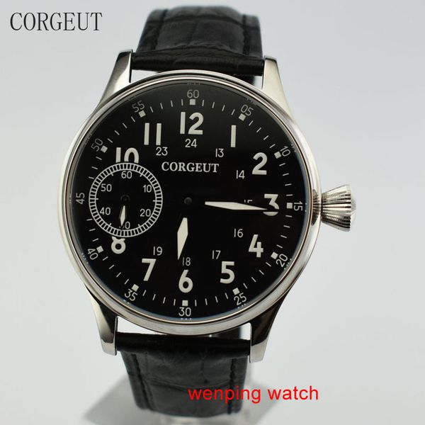 corgeut 44mm black dial asia hand-wringing 6497 movement men clock e2447, Slivery;brown
corgeut 44mm black dial asia hand-wringing 6497 movement men clock e2447, Slivery;brown