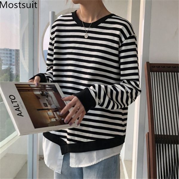 fake two pieces striped women sweatshirt full sleeve o-neck casual fashion pullover korean loose female 210514, Black
fake two pieces striped women sweatshirt full sleeve o-neck casual fashion pullover korean loose female 210514, Black