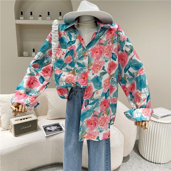 women's blouses & shirts spring summer 2021 fashion rose print single breasted long sleeve shirt loose temperament top, White
women's blouses & shirts spring summer 2021 fashion rose print single breasted long sleeve shirt loose temperament top, White