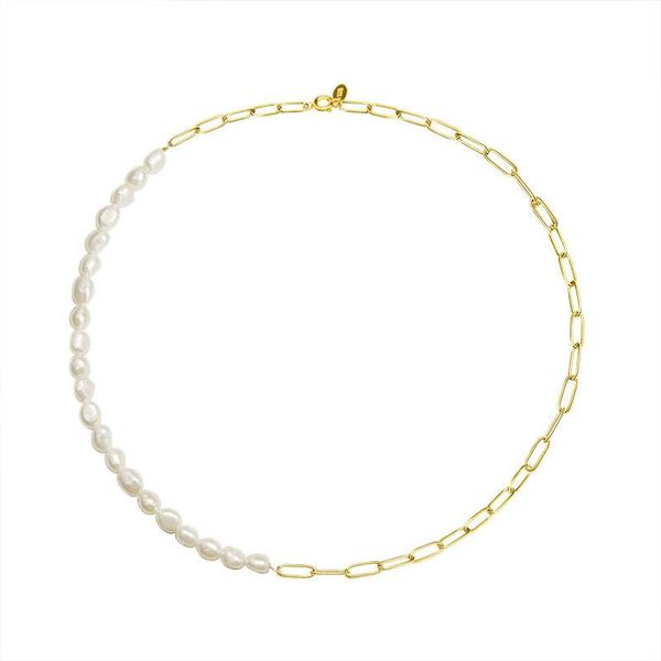 chains natural freshwater pearl titanium steel 18k gold plated clavicle necklace exquisite jewelry fashion personality, Silver
chains natural freshwater pearl titanium steel 18k gold plated clavicle necklace exquisite jewelry fashion personality, Silver