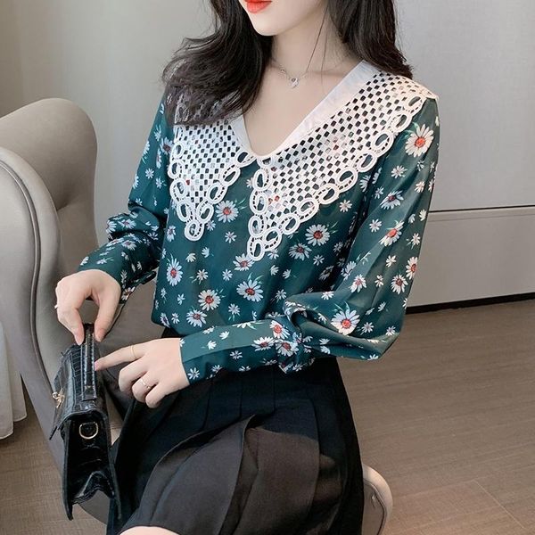 autumn floral print shirt doll collar women chiffon blouse womens and blouses blusas plus size women's & shirts, White
autumn floral print shirt doll collar women chiffon blouse womens and blouses blusas plus size women's & shirts, White