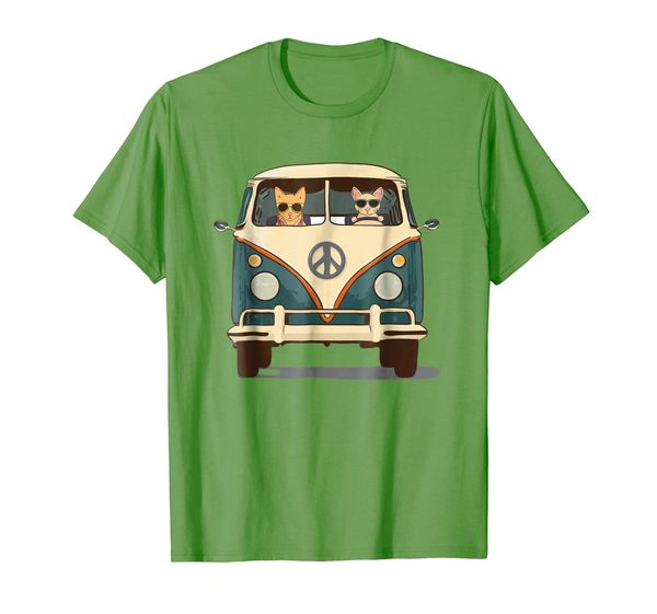 cool cats road trip groovy van t-shirt retro hippie pop art, White;black