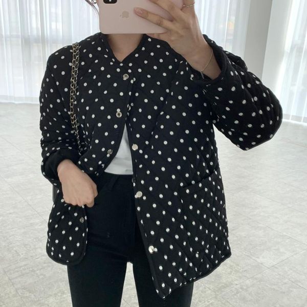 women's jackets lamtrip polka dots thick coat jacket women, Black;brown 
women's jackets lamtrip polka dots thick coat jacket women, Black;brown