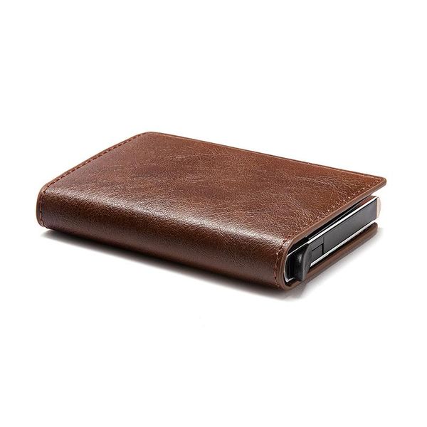 card holders bycobecy anti rfid protection men women holder leather vintage slim mini wallet metal aluminum business id case, Brown;gray
card holders bycobecy anti rfid protection men women holder leather vintage slim mini wallet metal aluminum business id case, Brown;gray