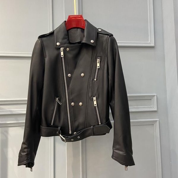 women's leather & faux windbreaker coats real jacket street moto biker coat lady casual outerwear sheepskin, Black
women's leather & faux windbreaker coats real jacket street moto biker coat lady casual outerwear sheepskin, Black