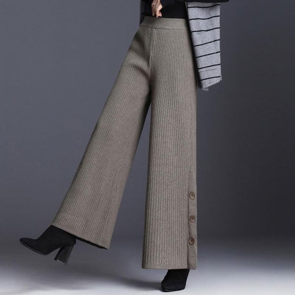 women's pants & capris 2021 women autumn winter solid color knitted female elastic waist sweater trousers ladies loose wide leg u555, Black;white
women's pants & capris 2021 women autumn winter solid color knitted female elastic waist sweater trousers ladies loose wide leg u555, Black;white