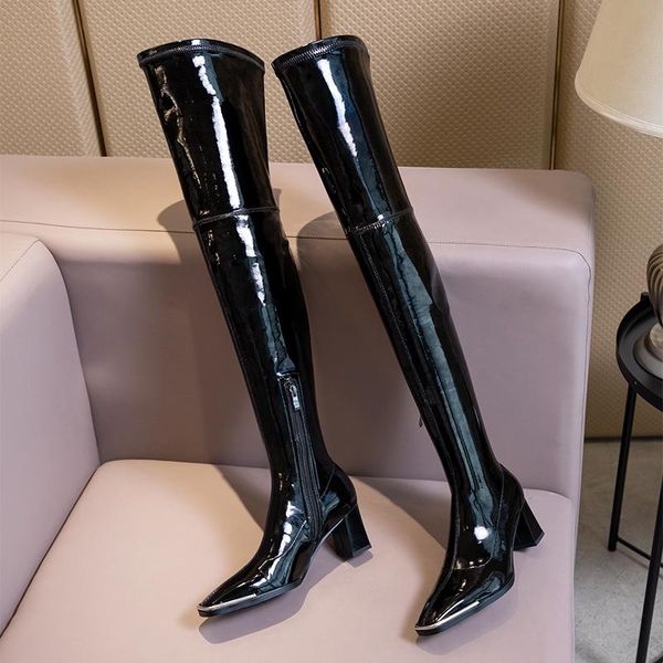 boots genuine leather women over the knee high heels pumps metal square toe winter retro night club prom shoes woamn, Black
boots genuine leather women over the knee high heels pumps metal square toe winter retro night club prom shoes woamn, Black