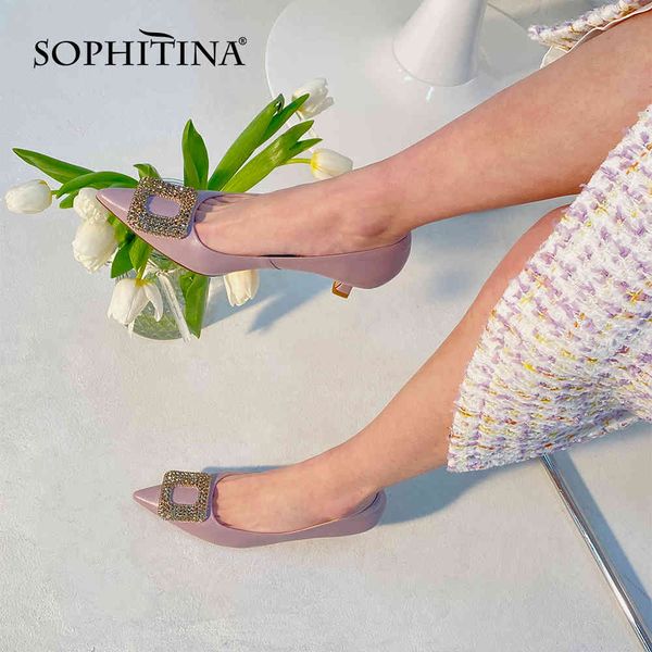 sophitina pumps shoes women spring autumn dress cat heels genuine leather pointed toe crystal style soft thin shoes fo45 210513, Black
sophitina pumps shoes women spring autumn dress cat heels genuine leather pointed toe crystal style soft thin shoes fo45 210513, Black