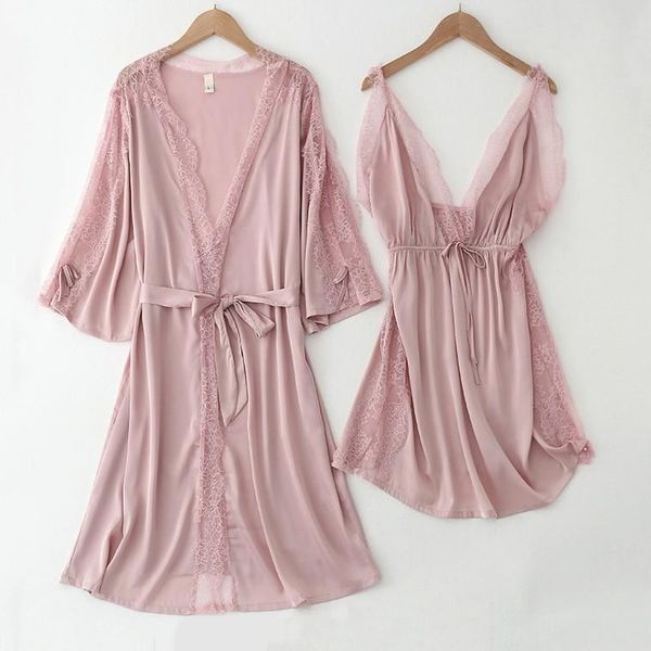 women's sleepwear pink sweet bow lace 2pcs robe suit lady v-neck temptation hollow out mini nightgown spring summer satin homewear, Black;red
women's sleepwear pink sweet bow lace 2pcs robe suit lady v-neck temptation hollow out mini nightgown spring summer satin homewear, Black;red