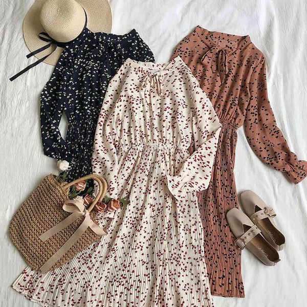 dresses spring autumn women sweet pleated elastic waist long sleeve floral print chiffon fashion casual knee-length es, Black;gray
dresses spring autumn women sweet pleated elastic waist long sleeve floral print chiffon fashion casual knee-length es, Black;gray