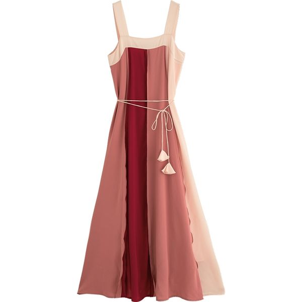 red pink patchwork strap sleeveless sash maxi long dress loose summer d0568 210514, Black;gray
red pink patchwork strap sleeveless sash maxi long dress loose summer d0568 210514, Black;gray