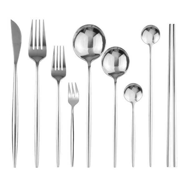 dinnerware sets silver set stainless steel silverware knife fork spoon tableware chopsticks cake kitchen flatware luxury cutlery 
dinnerware sets silver set stainless steel silverware knife fork spoon tableware chopsticks cake kitchen flatware luxury cutlery