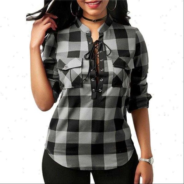 plaid lace up tunic women blouses casual plus size 5xl blusas spring long sleeve office lady cotton, White
plaid lace up tunic women blouses casual plus size 5xl blusas spring long sleeve office lady cotton, White