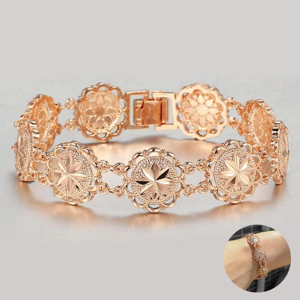 link, chain womens bracelet bangle 585 rose gold for women girls flower patterned big wristband 16mm jewelry gifts lcb63, Black
link, chain womens bracelet bangle 585 rose gold for women girls flower patterned big wristband 16mm jewelry gifts lcb63, Black