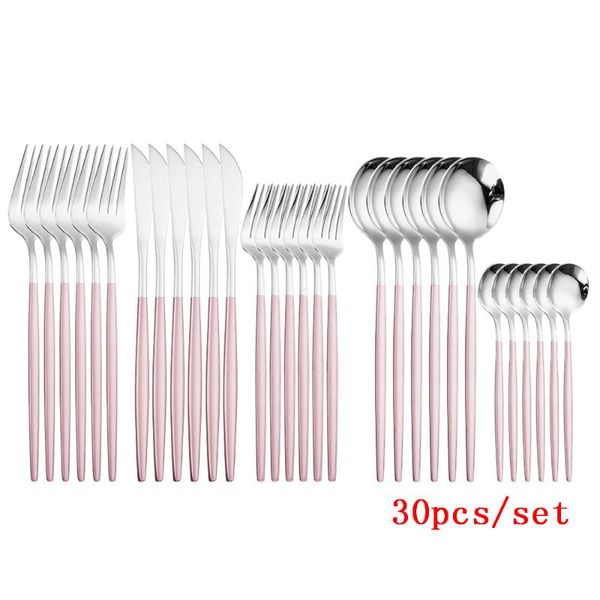 pink silver cutlery set 6pcs/30pcs main knife fork spoon western dinnerware stainless steel silverware sets
pink silver cutlery set 6pcs/30pcs main knife fork spoon western dinnerware stainless steel silverware sets